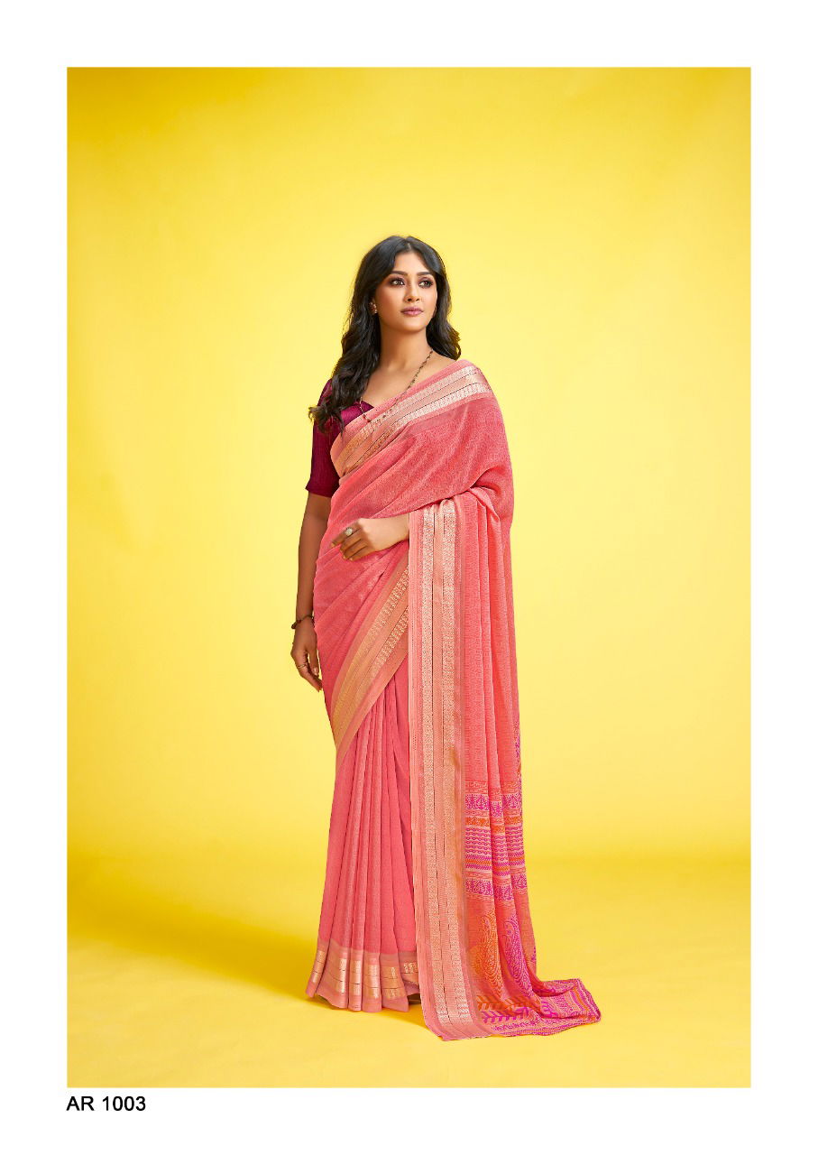 Sr Aarya Casual Wear Weaving Printed Georgette Designer Saree Collection